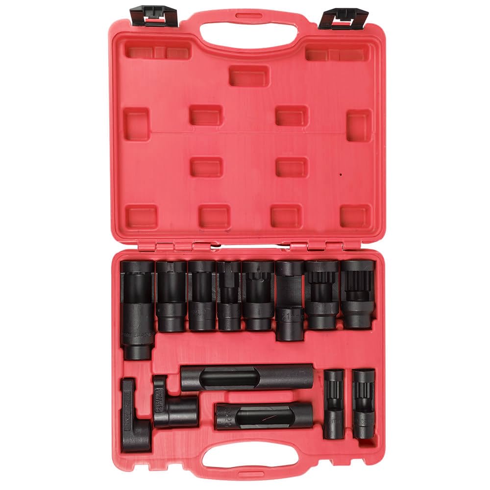 Juego de vasos para inyectores diesel y sensores lambda, 14 piezas