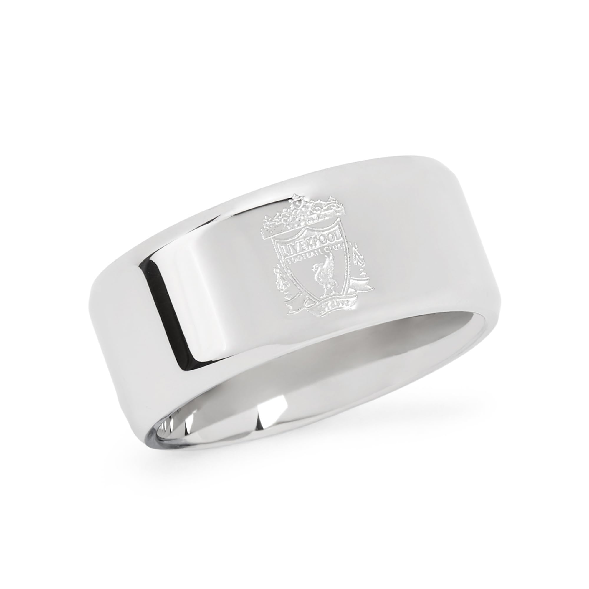 Official Licensed Liverpool FC Stainless Steel Crest Band Ring - Medium Mens/Unisex Football Gift