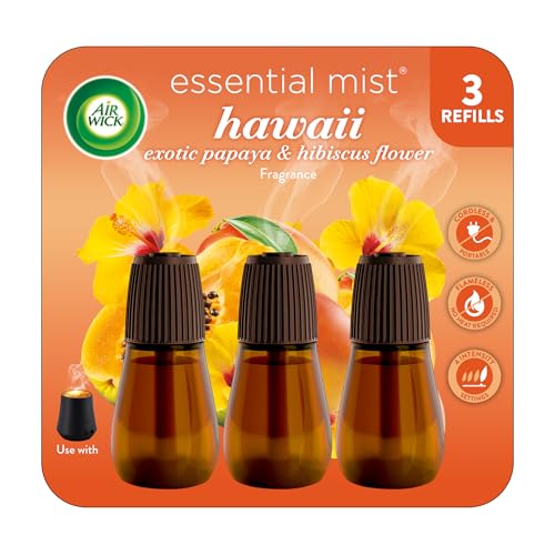 Air Wick Essential Mist - Refill, Hawaii Exotic Papaya & Hibiscus Flower, 3 Count