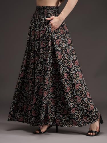 Image of Nexsus Apparels Women Flared Viscose Rayon Trousers | Flared Printed Palazzo |Elasticated Waist Loose-fit & Regular, Casual Wear (Free Size 26 to 42 Waist) Pant| Available in Plus Size's