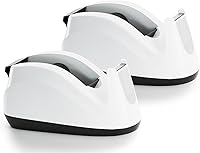 Vista 10 de Dispensador de cinta adhesiva de escritorio con base pesada y antideslizante, dispensación con una mano (Blanco)
