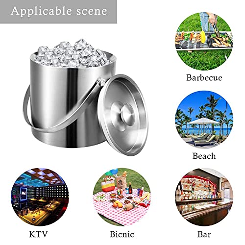 Balde de gelo de aço inoxidável com parede dupla isolada a vácuo para vinho champanhe com tampa, peg