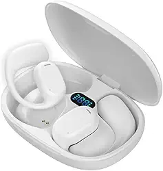 Fone de Ouvido Bluetooth 5.3 Esportivo Compativel com Android e IOS com Alça de Orelha – Bateria Potente, Leve e Confortável, Resistente ao Suor, Ideal para Corridas/Treinos eTrabalho (Branco)