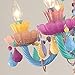 LAKIQ Colorful Crystal Hanging Chandelier Light Fixture 6 Lights European Girls Room Pendant Ceiling Lighting Candle Chandelier for Girls Bedroom Living Room Dining Room Coffee Shop (Style A)