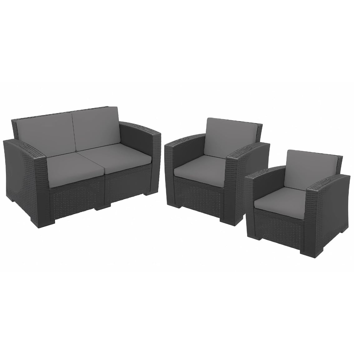Dazzle Collection Replacement Cushions Set For Rattan Chairs, Sofa, Outdoor Furniture - Water Resistant Patio Padding Seat Pads Cushions (8 Pc Gray Set)