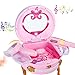 Portable Princess Vanity with Real Mirror, Toddler Makeup Vanity & Styling Tools, Lights and Sounds, Girls Toys Gifts for 3-12 Year Old Kids Birthday Gift