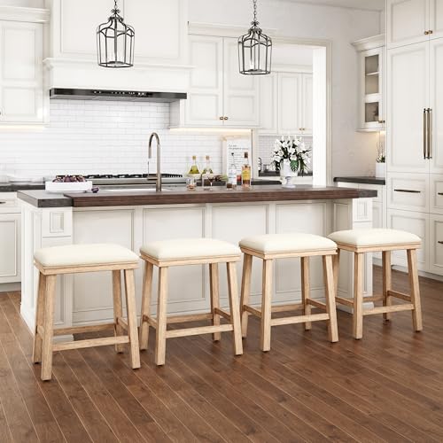 Image of PHI VILLA Counter Height Bar Stools, Solid Wood Barstools, 1PC