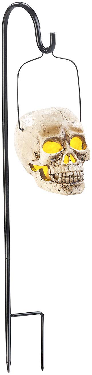 Lunartec Halloween Schädel-Lampe: 3er Pack Halloween Solar Schädel-Leuchte für den Garten, 1 gelbe LED (LED-Dekoration für, Kürbis-Ersatz für Deko, Skelett)