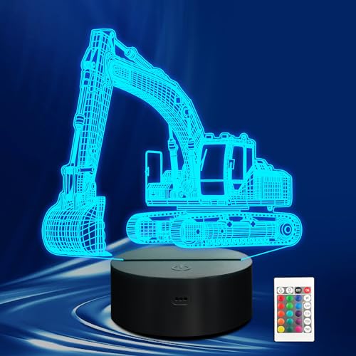 CoolGift Mart Excavator 3D Night Light, 3D LED Optical Illusion Lamp with...