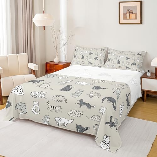 Castle Fairy Cute Cats Bed Sheet Queen Set Kawaii Animals