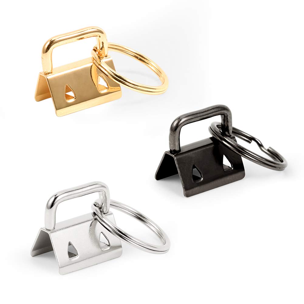 SPEEDWOX Key Fob Hardware 0.8 Inch Mixed Set of 25 with Key Rings Ribbon Webbing
