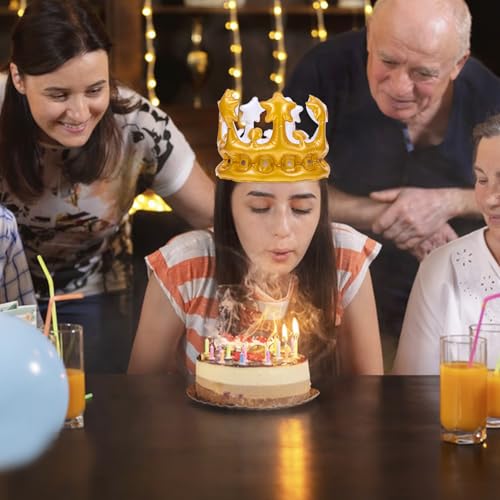 Abeillo 2 Stück Aufblasbare Krone,Aufblasbare Geburtstagskrone,König Prinzessin Gold Krone Zubehör,Kostümzubehör Karneval für Kinder und Erwachsene Geburtstag Dekoration