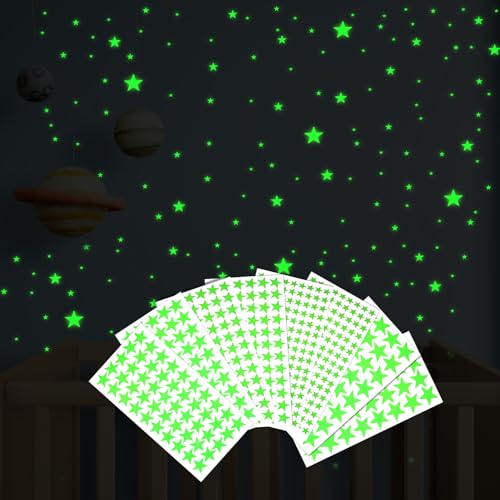 Heclia 596 PCS Luminous Ceiling Stars Glow in The Dark Stars Stickers 3D Glowing Star Room Wall Decor Adhesive Star Stickers Stocking Stuffers for Kids Nursery Bedroom Living Room Christmas Gifts