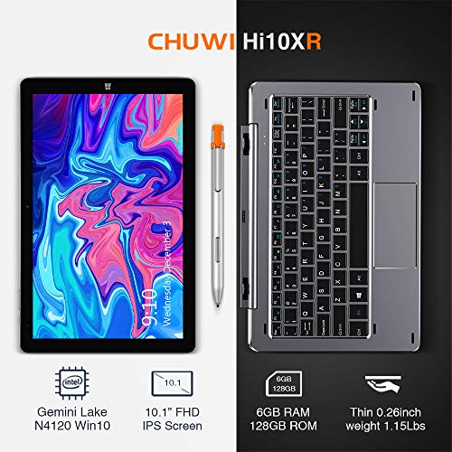 Chuwi Hi10 X Tablet With Keyboard And Stylus Pen, 10.1" 2 In 1 Tablet Pc, Intel N4120 Quad-Core, 8Gb Lpddr4 128Gb Emmc, 1920X1200 Fhd Ips Multi-Touch Display, 2Xtype-C, Bt5.1, Dual Wi-Fi, Windows 11 #TOP2
