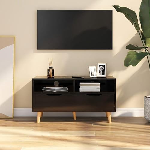 TV Stand, Television Stands Media Console Entertainment Center Console Table Suitable for Living Room Home Office Bedroom Lounge High Gloss Black