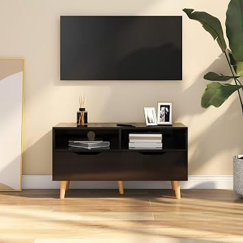 led tv Stand,Modern tv Stand,Glass tv Stand,Large tv Stand,TV Cabinet High Gloss Black 35.4"x15.7"x19.1" Engineered Woodpink tv Stand,Fireplace tv Stands for Living Room,Alex Drawer,