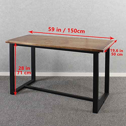 Mbqq Solid Wood & Metal Home Office Desk, Industrial Modern Desk,Writing Desk,Workstation,Gaming Workbench,Dining Table,Long Table For Home(47 Inch) #TOP1