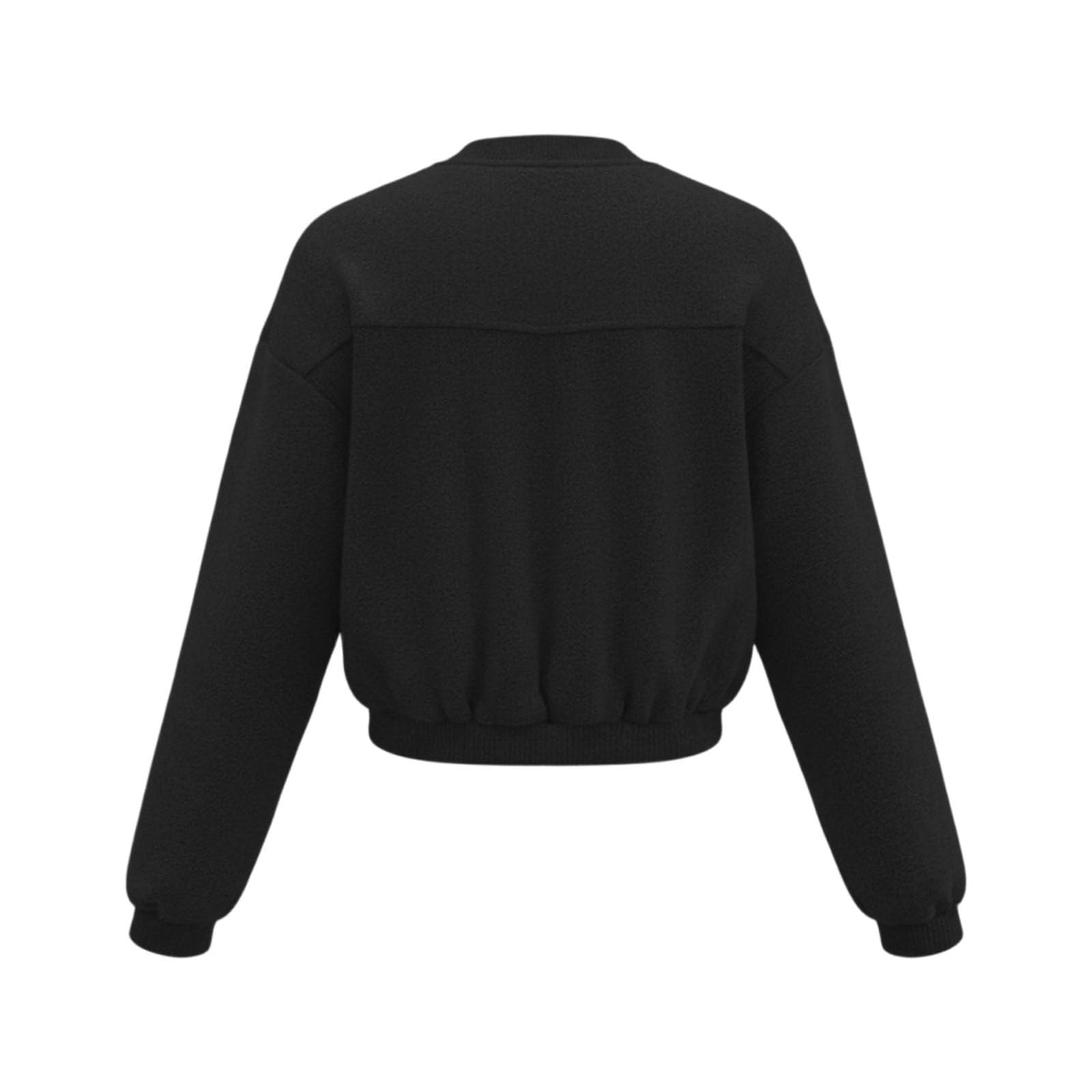 Generisch Damen Übergangsjacke Kurze Bomberjacke Casual Zip Up Sweatjacke Blouson Jacke Herbst Winter Outerwear Outdoor Cardigan Pullover Sweatshirt Y2k Sweater Knitted Top
