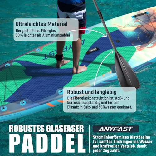 ANYFAST Stand up Paddle-Board-Wide-Inflatable-Fishing-Paddleboard - 11'x35'',450lbs,Extra Wide,Ultra Stable,Non-Slip SUP,Pump,Camera Mount,Leash,Backpack,Kid Handle, Accessories,Youth/Adult by ANYFAST - Used condition - Image 5