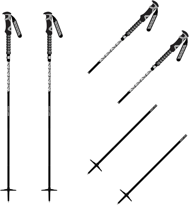 K2 Swift Stick Men's Aluminum Adjustable Ski Poles | Adventure Ultra Light EVA Grip, 95mm Powder Basket