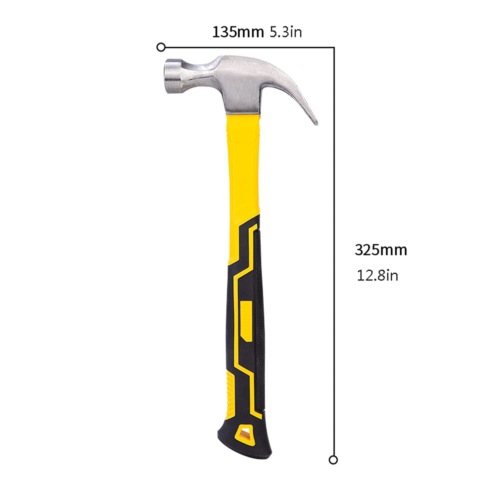 Herramientas Martillo Martillo de orejas, estructura forjada de acero de una pieza, cabeza de martillos brillantes pulidos con espejo y mango antideslizante para trabajo diario y profesional Martillo