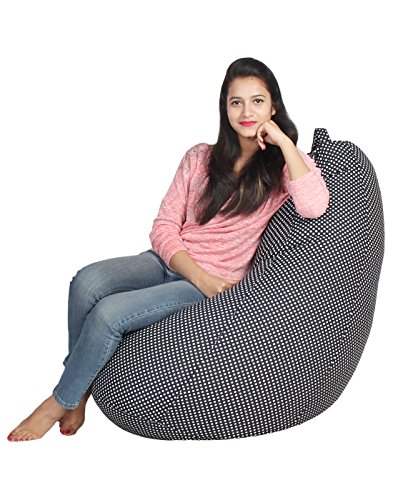 Image of Sattva Classic Polka Party XXXL Bean Bag Cover Without Beans - Black Polka