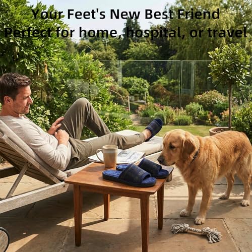 Image of Magtoe House Slippers for Men Open Toe Soft Comfortable Indoor Slip on Mens Slides Sandals Memory Foam for Bedroom Spa Living Room, All Seasons