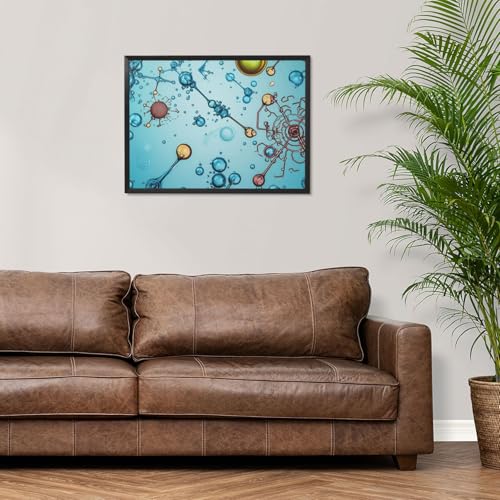 Toile murale moderne abstraction biologie chimie cadre noir 40x30 cm