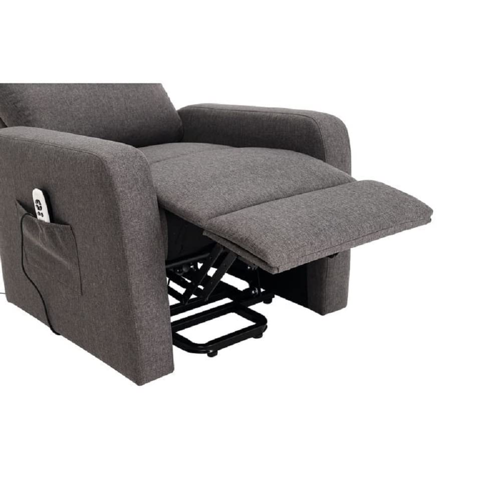 Poltrona Relax - Poltrona elettrica sollevatore - Poltrona salotto confortevole - Poltrona Relax elettrica con 1 motore e sistema sollevatore Modello Mint - 1 motore - in tessuto - grigio