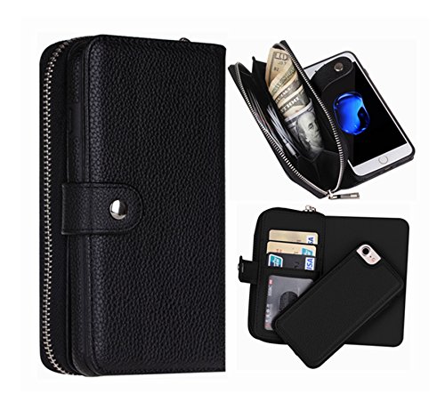 Hynice iPhone 6 Plus Wallet Case, iPhone 6S Plus Wallet Purse Case Leather Zipper Case with Credit Card Slots and Magnetic Detachable Slim Cover for iPhone 6 Plus/6S Plus 5.5