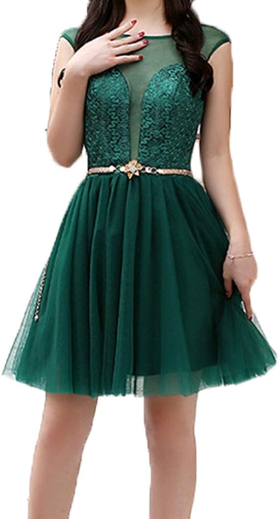 Amazon Co Jp ワンピース ドレス セクシー 透け感 フェミニン ふんわり チュールワンピース 編み上げ きれいめ ショート ミニ丈 ノースリーブ 大人 レディース ベルト付き グリーン 結婚式 パーティー 披露宴 服 ファッション小物