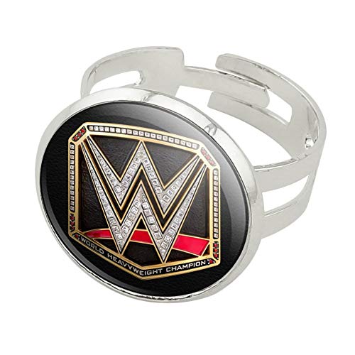 GRAPHICS & MORE WWE World Heavyweight Champion Title Logo Silver Plated Adjustable Novelty Ring