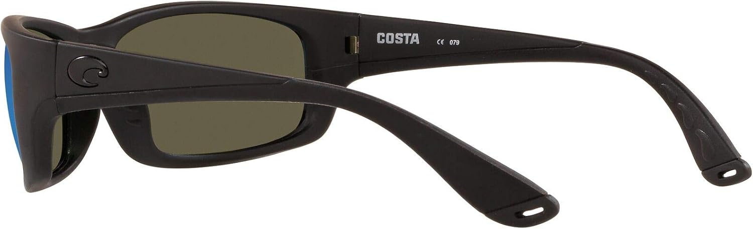 Costa Del Mar Men's Jose Rectangular Sunglasses Blackout/Grey Blue Mirrored Polarized-580g 62 Millimeters