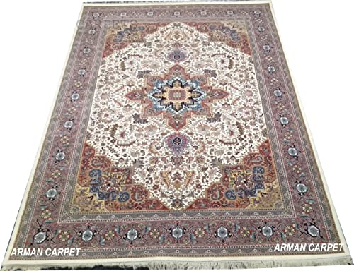 Image of High Density Export Quality Classical Pure Silk Carpet for Your Hall & Living Room 4 X 6 Feet (90x150 cm) Ivory Multi