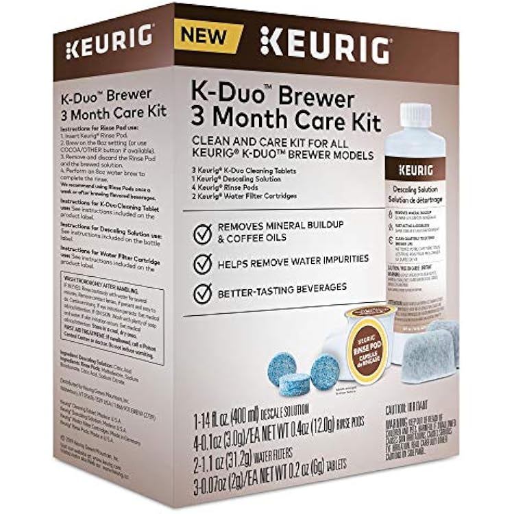 Keurig K-Express Coffee Maker, Single Serve K-Cup Pod Coffee Brewer, Black, 12.8 L x 5.1 W x 12.6 H & K-Duo 3 Month Care Brewer Maintenance Kit