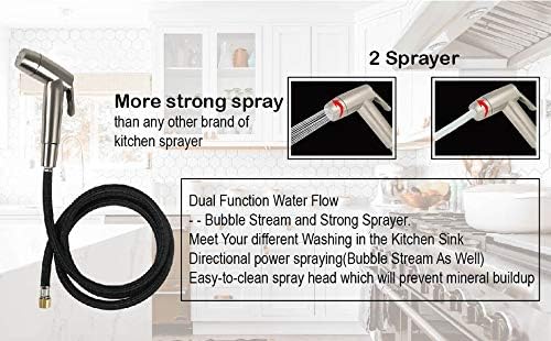 Kitchen Sink Side Sprayer Replacement, Kitchen Sink Faucet Spray Head-Oil Rubbed Bronze with Hose and Holder Kitchen Sink Attachment Faucet Sink Sprayer Head Replacement for Kitchen Sink Faucet