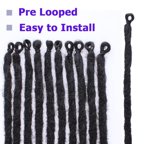 Leeven 18 Inch Dreadlock Extension 10 Strands Synthetic Single Ended Dreads Soft Handmade 0.6 Width Reggae Dreadlocks Black Hippie Dreads extensions /1B# - Image 4