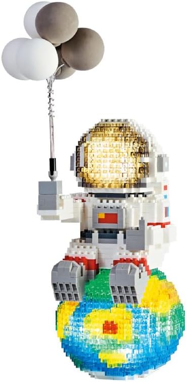 Kit de construcción de microladrillos de astronauta para niños y adultos, juguetes espaciales con kit de iluminación LED, globo de confesión,