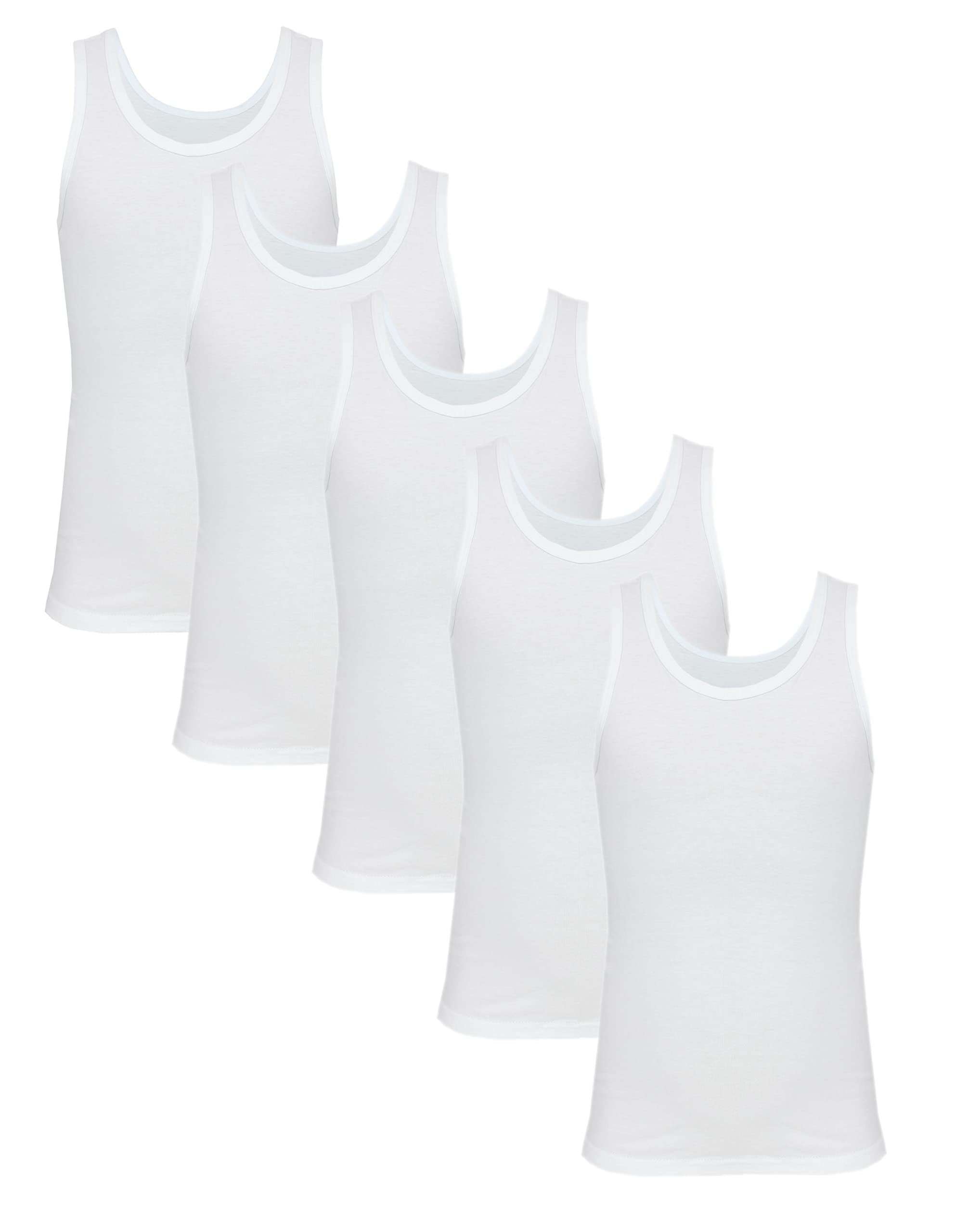 TupTam Boys Underwear Vests Tank Top - Pack of 5, White, 152-158