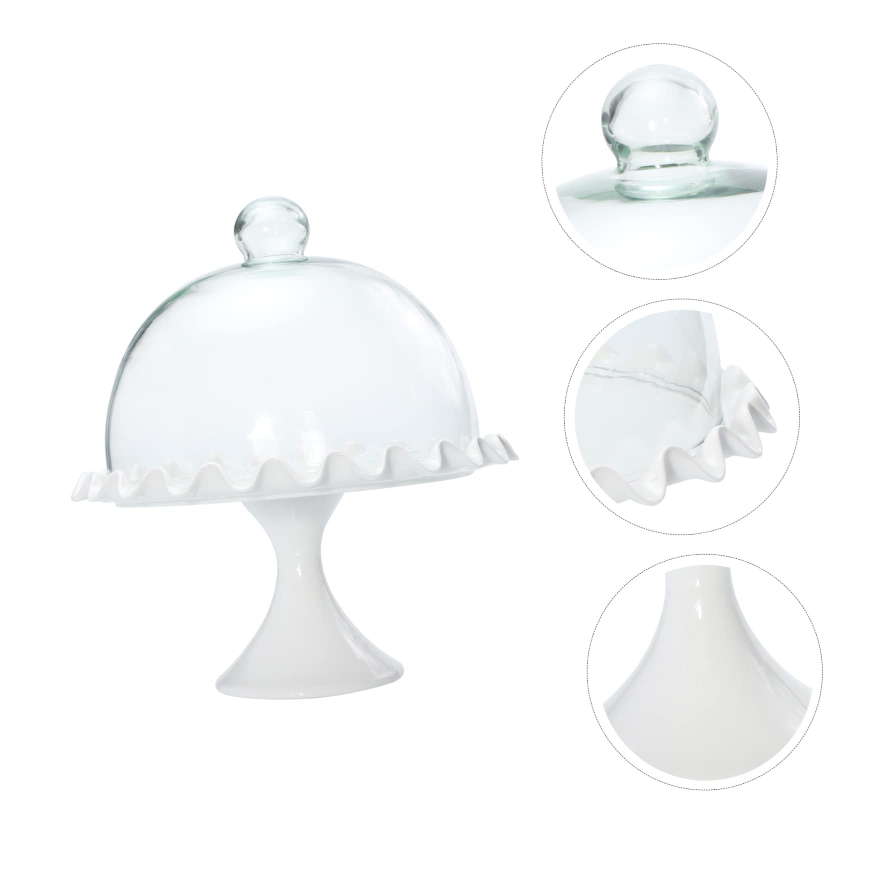 Couvercle à Gâteau en Verre Transparent avec Plateau Céramique, 1 Set