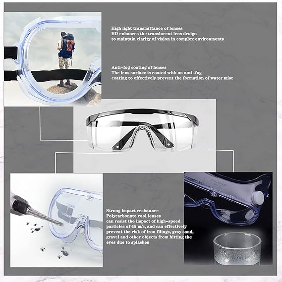 shuangtuo 2-Piece Protective Eyewear Anti-Scratch Anti-Fog Safety Goggles Work Protection Equipment Construction Lab Chemical-Specific Safety Glasses - Image 4