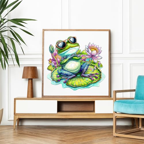 Jigfoxy Wooden Puzzle for Adults, Leisurely Frog Wooden Jigsaw Puzzles for Adult, Unique Animal Shape Wood Cut Puzzles, Christmas Thanksgiving Gifts for Friends Family (L-13.4 * 12.4in-240pcs) - Image 7