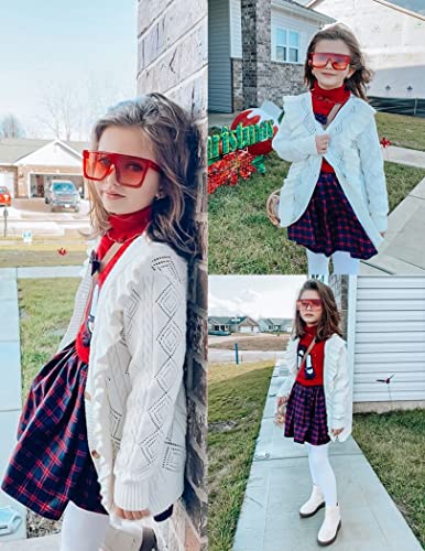 Image of Arshiner Girls Cardigan Sweaters Ruffle School Uniform Sweater V Neck Button Front Outerwear 4-13 Years