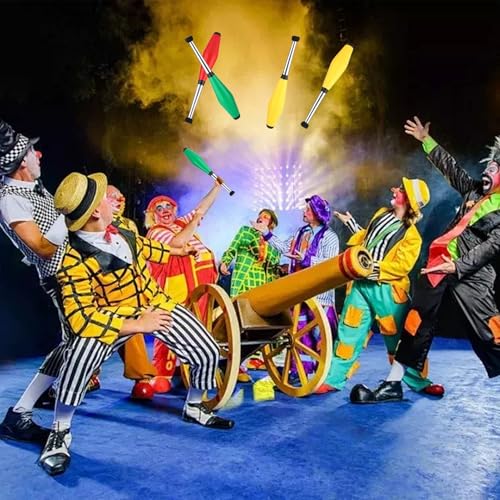 3PCS 16.5 Inch Juggling Clubs, Green, Yellow, and Red Juggling Pins Training Acrobatic Stick Toy Juggling Sticks for Skill-Building & Coordination, Suitable for Circus Performances & Family Activity