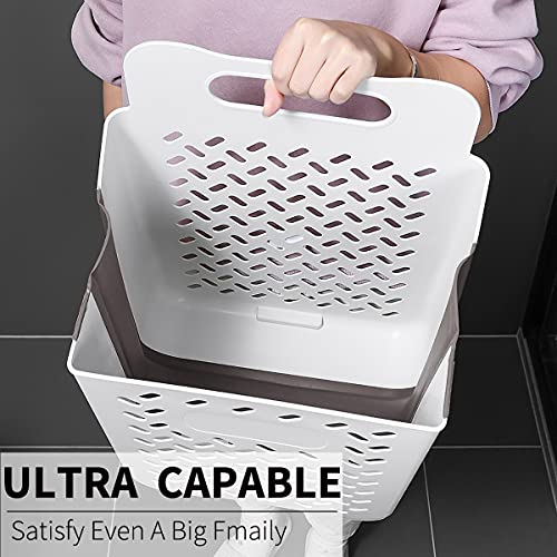 Pansyling Xl Plastic Collapsible Hanging Laundry Basket With Carry Handle, Space-Saving Wall Hanging Laundry Basket Durable Tall Folding Plastic Laundry Hamper Waterproof Dirty Clothes Organizer, 42L #TOP5