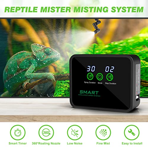 Reptile Humidifiers, Reptile Fogger Misting System, Automatic Mister Smart Timer With Adjustable 360° Spray Nozzles,Touch Screen| Humidity Controller For Reptile Terrariums,Amphibian Rainforest Tank #TOP1