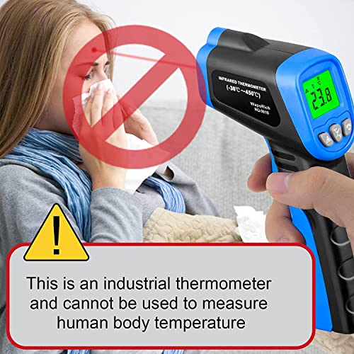 Foto von Infrarot-Thermometer, -50 bis 450 ℃ berührungsloser elektrischer Laser-IR-Temperaturmesser Handwärme-Temperaturpistole zum Kochen, Pizzaofen, Fleisch, Grill, HLK (nicht für Menschen) RQ-981B
