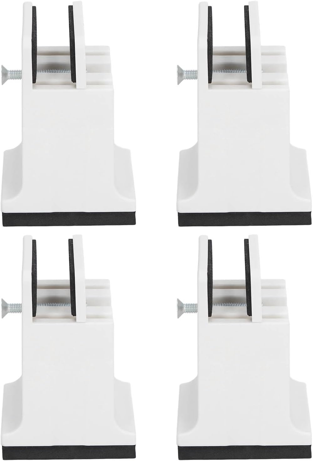 4 Pack Bed Risers with Adjustable Screw Clamp, Heavy Duty Adjustable Furniture Risers Rubber for Bed Couch Desk Sofa Table (White)