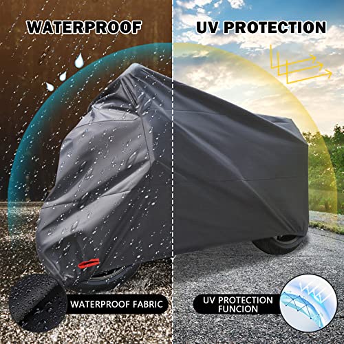 Tokept Black Motorcycle Cover, 210D Oxford Fabric All Weather Water Sun Protection, 104 Inch Vehicle Cover For Harley Davidson Honda Suzuki Kawasaki Yamaha (Xxl) #TOP6