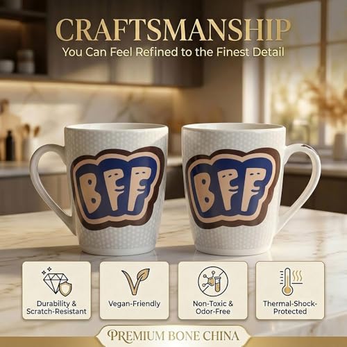 Image of U.P.C. U.P.C.Milk Mug Set of 2 | Ceramic & Bone China Coffee Milk Cups | Designer Printed Tea Coffee Mug Set | Large Capacity Milk Mugs | Microwave Safe Cup Set | Kitchen Drinkware